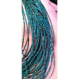 NEW Turquoise Beaded Necklace Multi Strand Statement Necklace Gold Tone Clasp